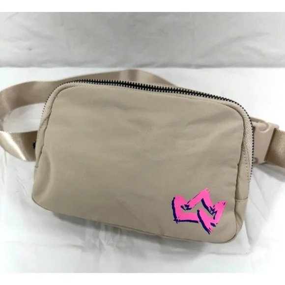 Small Beige Nylon Waist/Crossbody Bag