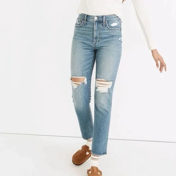 Madewell Women's Perfect Vintage Jean Size 25 Blue‎ Distressed Denim High Rise