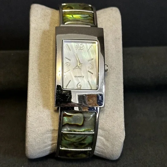 Unbranded Quartz Watch Women OS Silver Abalone Inlay MOP‎ Dial Rectangular Case