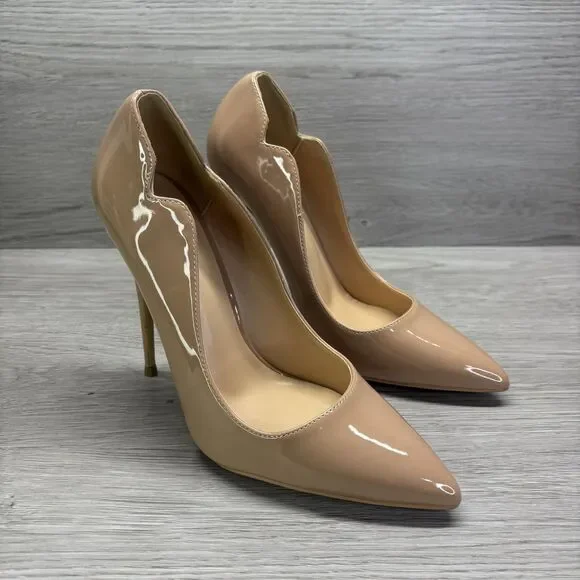 COLETER Women's 4 Inch Pumps Pointy Toe Dress Shoes Stiletto Pumps Sz 7.5 Beich