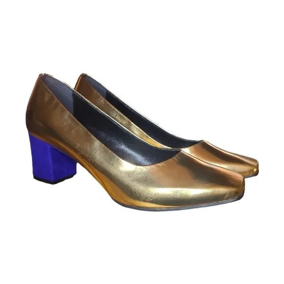 RECTO | Blue and Gold Colorblock Heels in Size EU 38