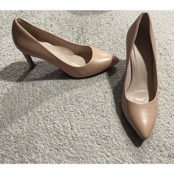 Cole Haan Womens 8.5 B Grand.0S Abigail Nude Pointed Toe Leather Heels W04840