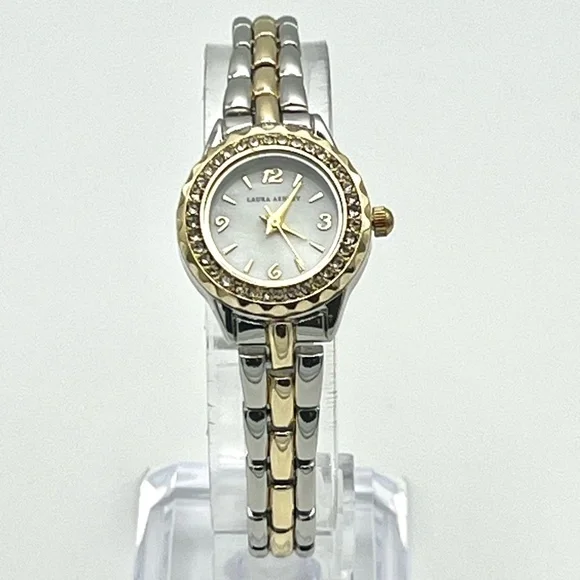 Laura Ashley Round Crystal Bezel Silver and Gold Ladies Watch Working