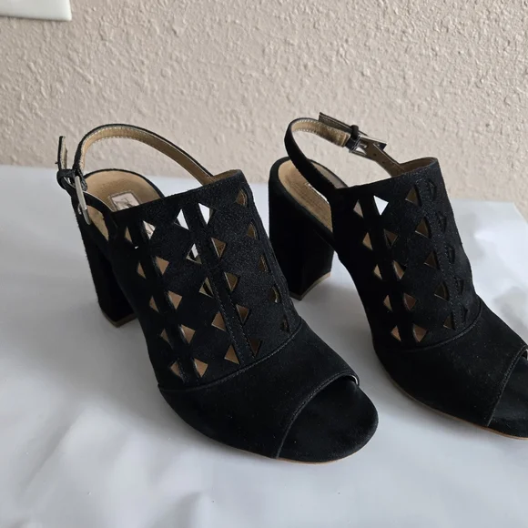 Halogen Black Hazoey Lea Kidsuede Heels Size 6M Pre-Owned #2A7