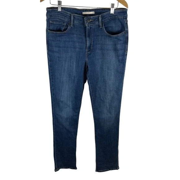 Levis Mid Rise Skinny Jeans‎ Womens 14 Dark Wash Blue Stretch Denim Pants