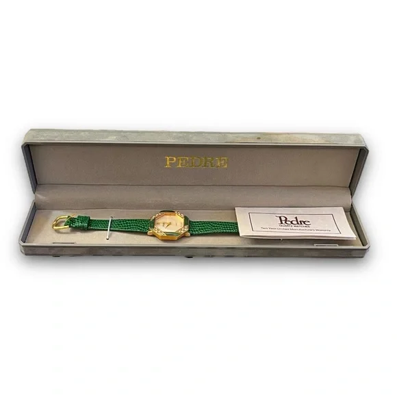 Green Leather Pedre Ladies Watch