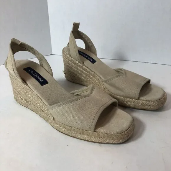 Ann‎ Taylor Sandals Rope Wedge Heel Women's Size 7.5 Tan 3