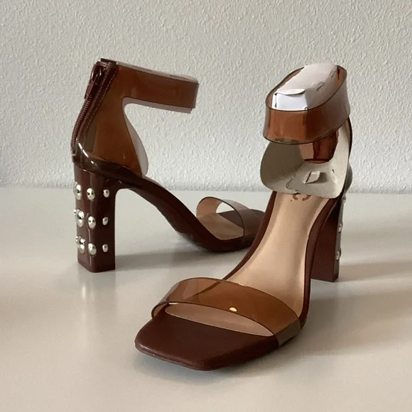 Inc Elegant Brown Ankle Strap Heels Size 6 WD