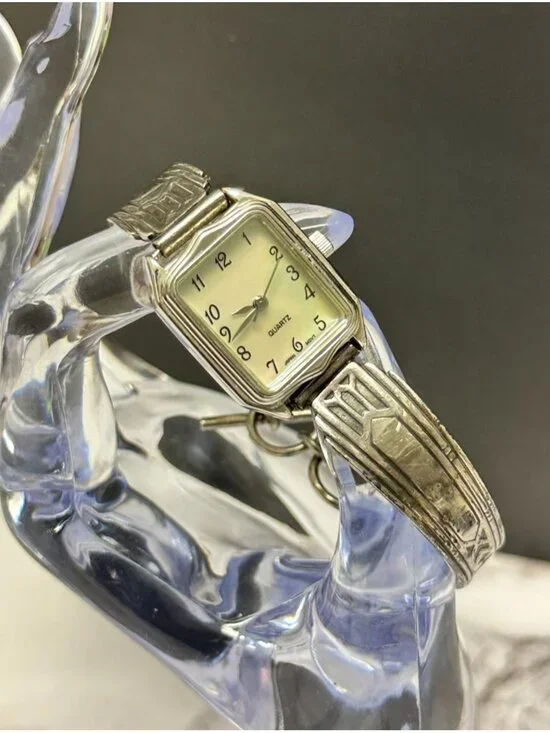 Vintage Silver Spoon Watch Women Mother of Pearl Dial Toggle Band New Battery