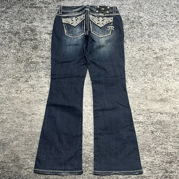 Miss Me Jeans Womens 26 (29x31) Blue Easy Boot Cut Low Rise Flare Rhinestone Y2K