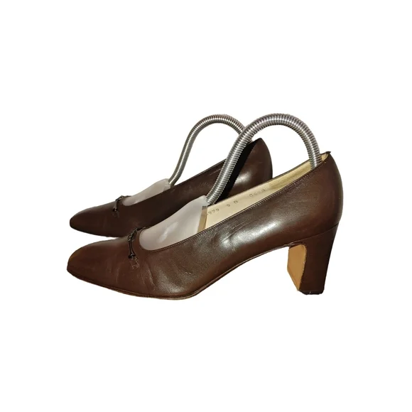 Salvatore Ferragamo Leather Block Heels Size 9B
