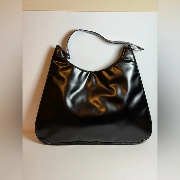 Salvatore Ferragamo Black Matte Leather Large Shoulder Bag