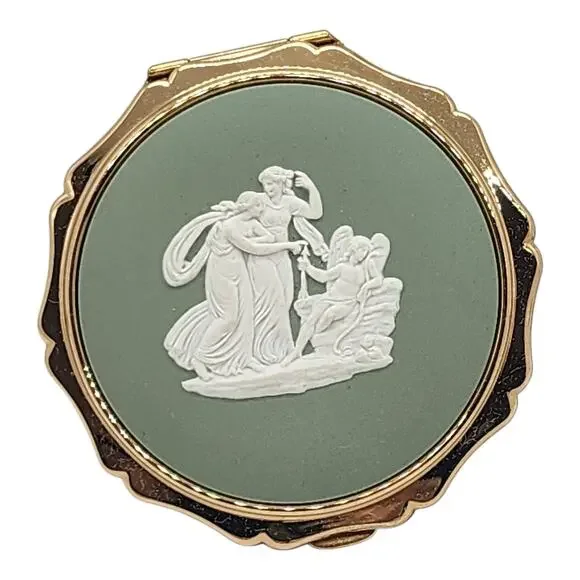 Vintage Stratton Wedgwood Jasperware Cameo Powder Compact England NEW NOS Unused