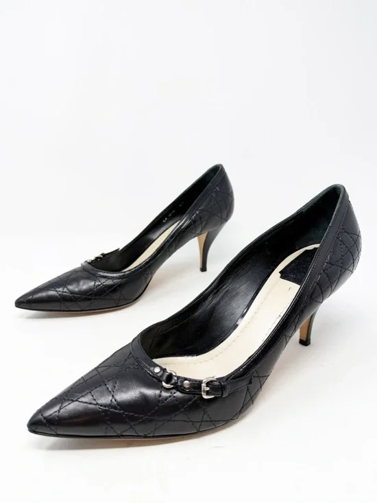 Dior Cannage Quilted Leather Pointed Toe Heels Womens Size EU 41