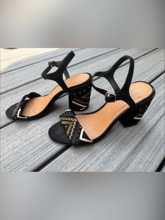 Mari A. Sloan Embroidered Block Heel Sandal
