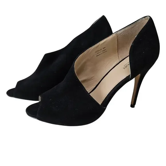 Botkier New York Adelia Suede D'Orsay‎ Pumps 8 Black Peep Toe Heels