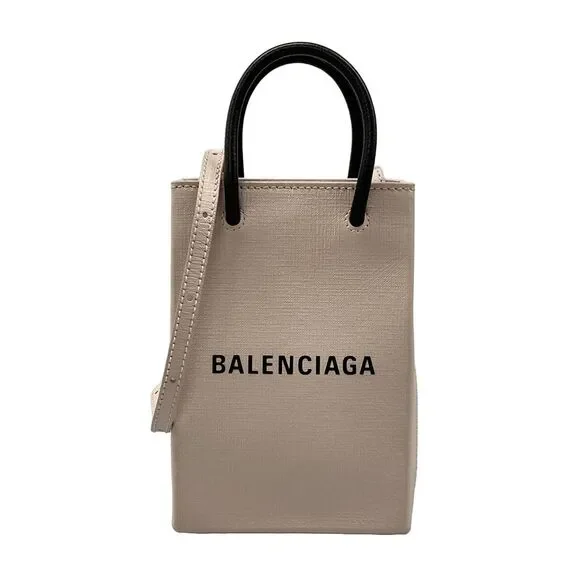 Balenciaga Shopping Phone Holder Shoulder Bag 593826 Light Pink Black