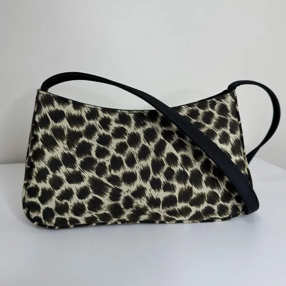Kathy Ireland Y2K Vintage‎ Animal Print Leopard Neutral Shoulder Bag Nylon