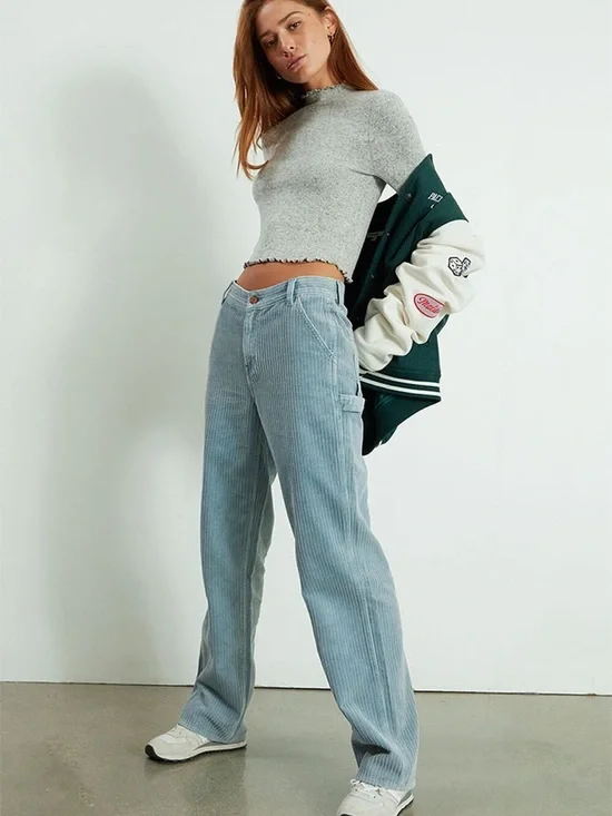 Pacsun Blue Corduroy Baggy Carpenter Pants Corduroy Wide-Leg Jeans
