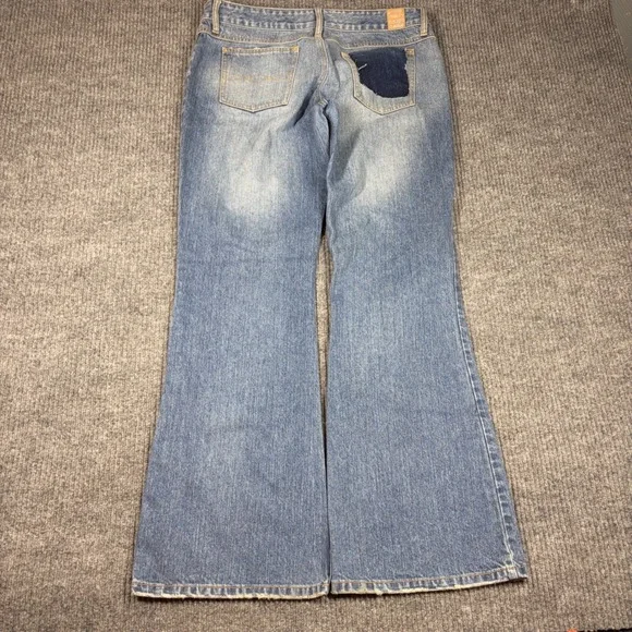 Mudd Jeans Womens 13 Blue Flare Distressed Studded Denim J00253T Low Rise Y2K