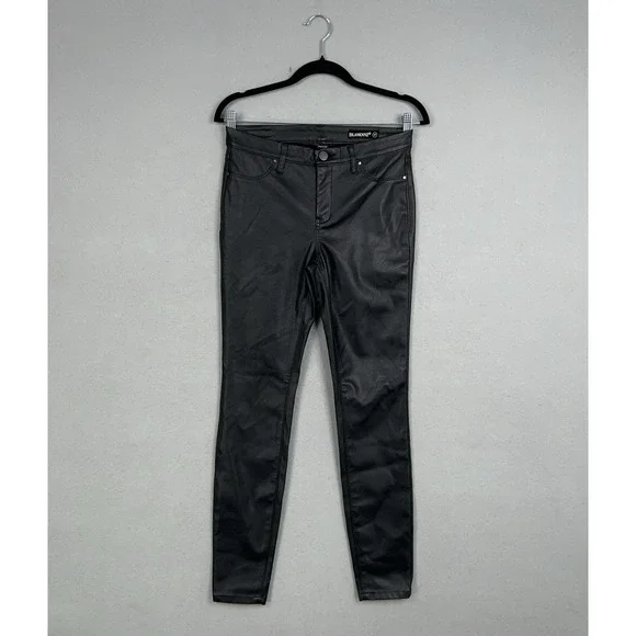 BLANKNYC Pants Womens 27 Black Faux Leather Coated Skinny Jeans Goth Edgy Rock