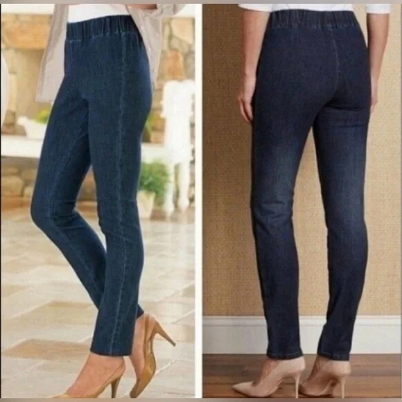 Soft Surroundings Pull-on Skinny Straight Leg Ankle Length Jeans Large