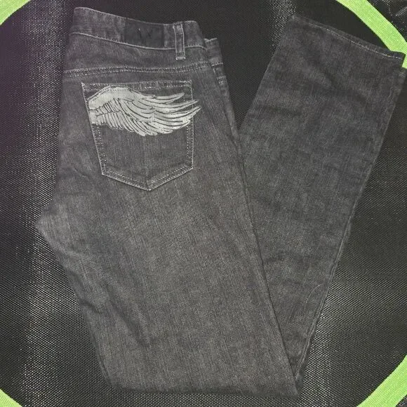 Armani Exchange Dark Gray Jeans with Wing Detail