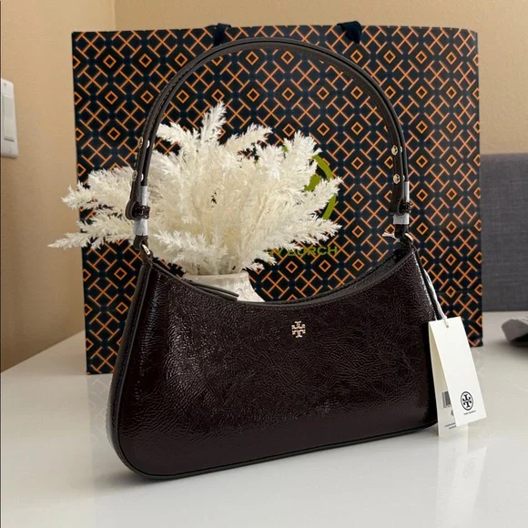 Tory Burch Emerson Crinkle Shoulder Bag 170230 In Agnello NWT leather