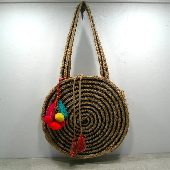 A&B America & Beyond Handcrafted Woven Rope Summer Boho Bohemian Jute Bag| Purse