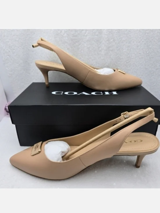 Coach Jillian Classic Slingback Low Heel Closed Toe Neutral Color Women's 10