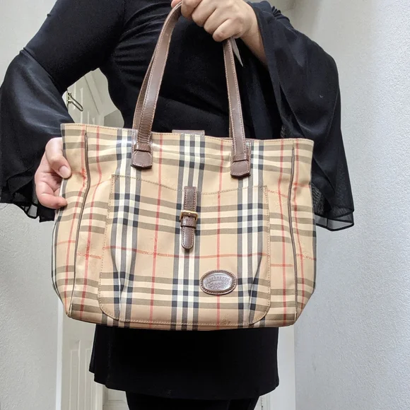 Authentic Burberrys Nova Check Canvas Bag