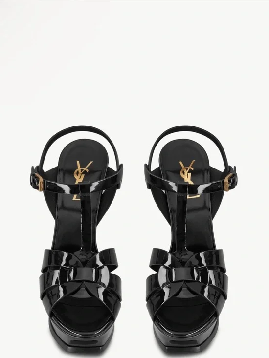 Saint Laurent Tribute Black Patent Leather Platform heels 38.5