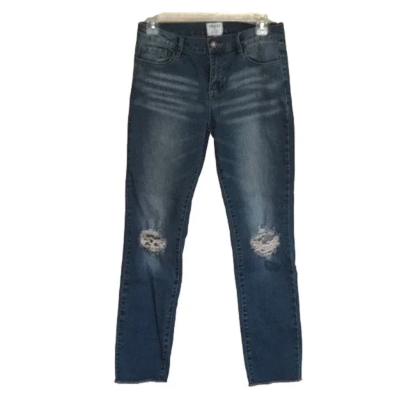 TWELVE BY ONTWELFTH Distressed‎ Denim 5-pocket Raw Hem Jeans Size 27