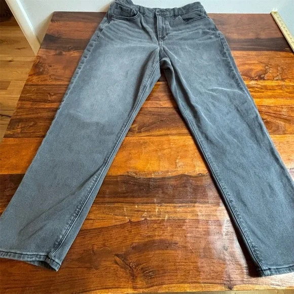 American Eagle Curvy Mom Jeans Womens Size 14 Gray Charcoal Wash High‎ Rise