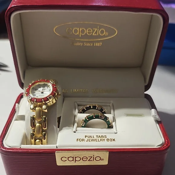Capezio Gold and Red Women's Watch Set NWT