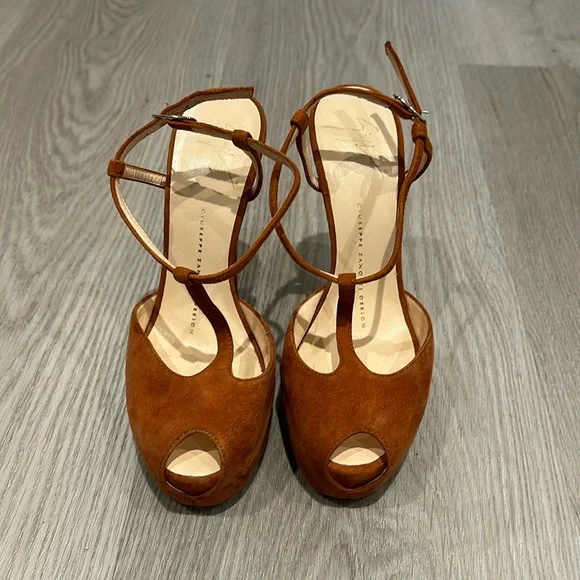 Giuseppe Zannoti T Bar Suede Heels