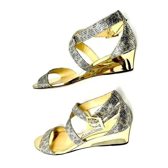 Jimmy Choo Elegant Silver Strappy Women's Open Toe Heels - Sandals Size 38