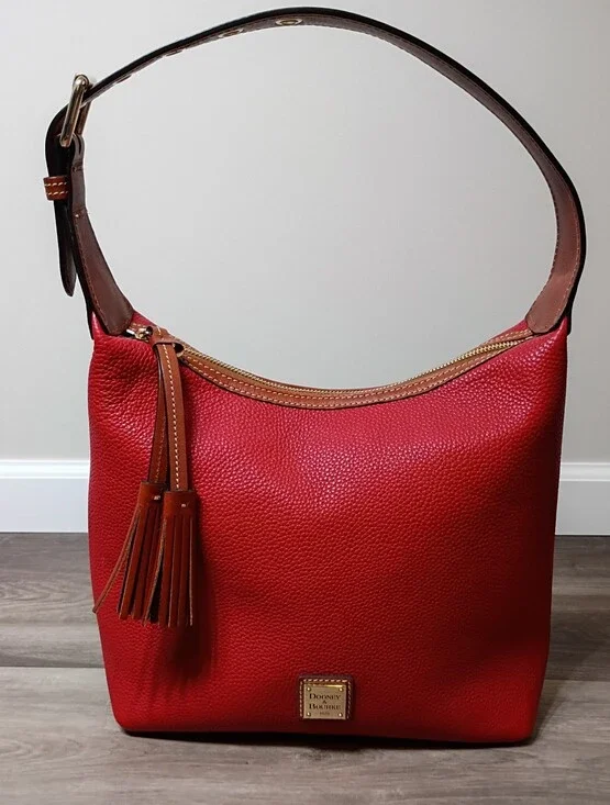 Dooney & Bourke Pebble Grain Paige Sac Red Hobo Tassel Structured Shoulder Bag