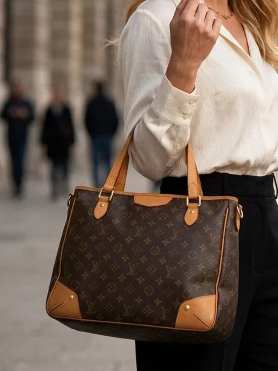 authentic LOUIS VUITTON Estrela MM 2-WAY Bag with long strap
