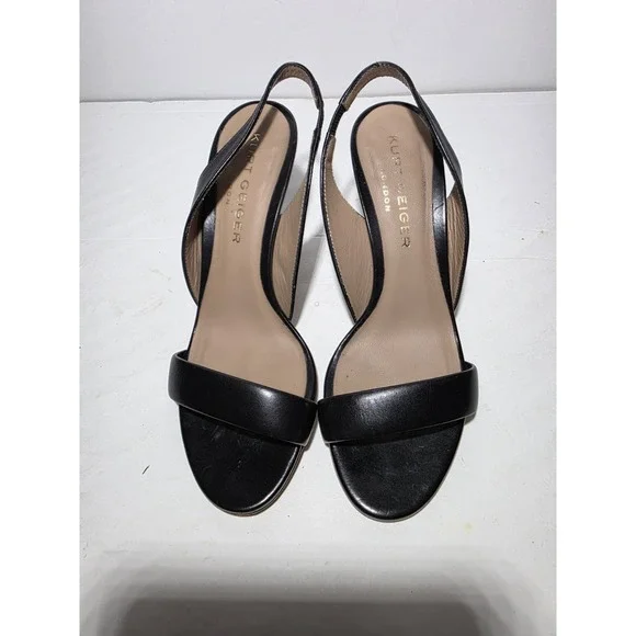 Kurt Geiger London‎ Black Slingback Heels EU 36.5 Made In Italy Leather Stiletto