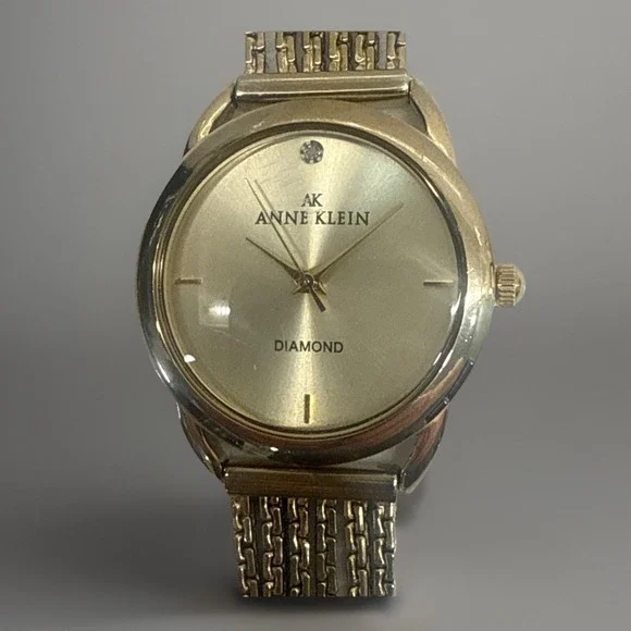 Anne Klein Ladies Watch Multi Strand Band Bracelet Diamond Gold Tone New Battery
