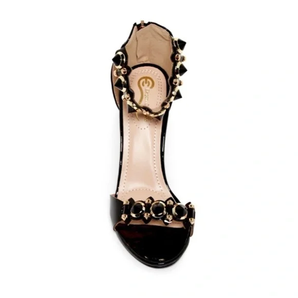 NEW Elegant Collection “Meciniy” Black Size 7 Gold Stiletto High Heel Shoes