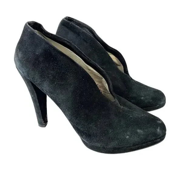 MICHAEL KORS Genuine Leather High Heels Suede Solid Black Pumps Shoes sz 10