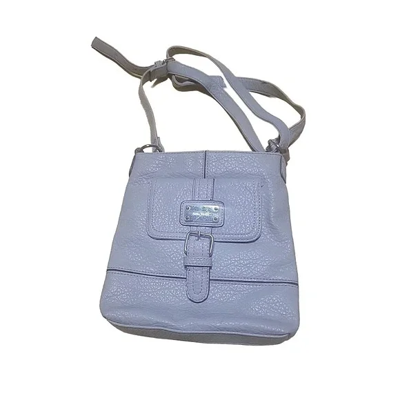Nine West Hand Bag Purse. Gray Shoulder Strap Buckles