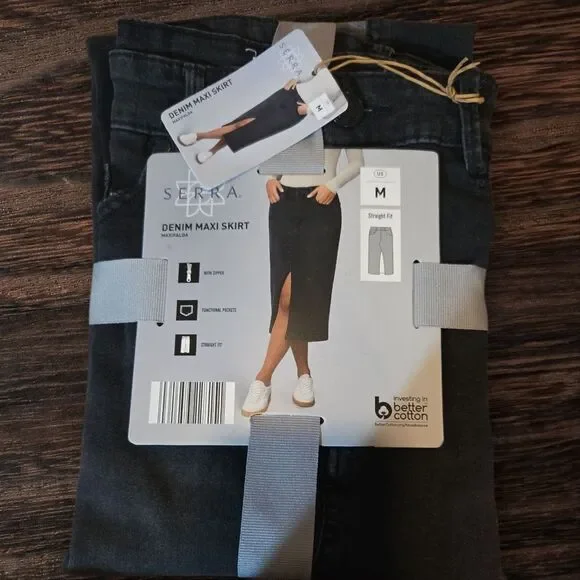 Serra Dark Gray Denim Maxi Skirt