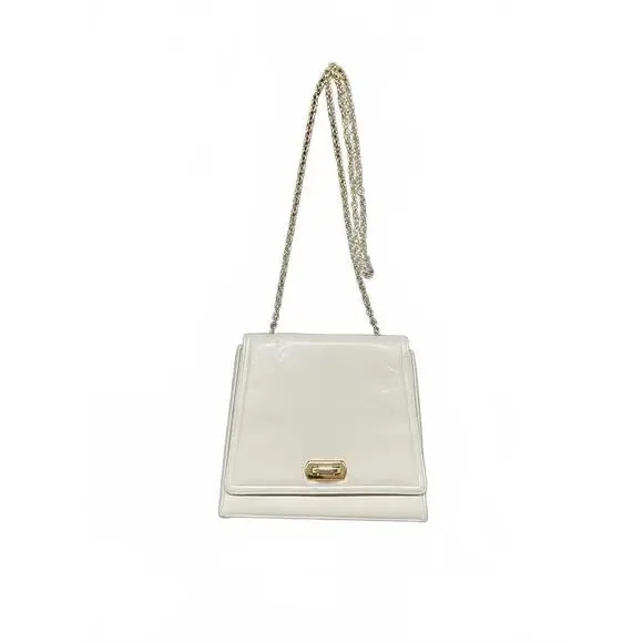 Frenchy of California Vintage Cream Leather Bag with Chain Straps