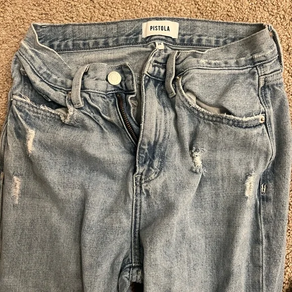 Pistola side 24 Women's Distressed Blue Jeans