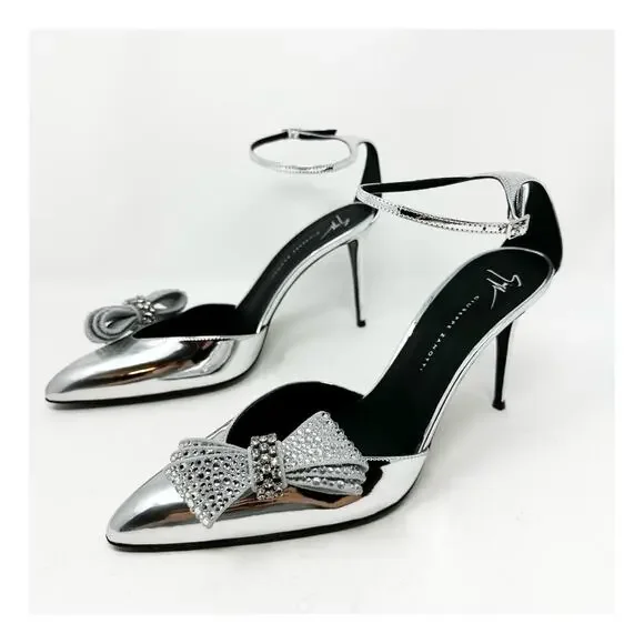 Giuseppe Zanotti Crystal Bow Ankle Strap Heels Womens Size EU 41