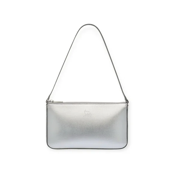 Christian‎ Louboutin Metallic Silver Leather Shoulder Hobo Bag