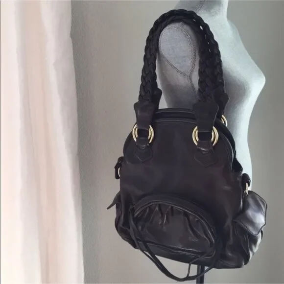 Treesje Dark Brown Leather Shoulder Bag